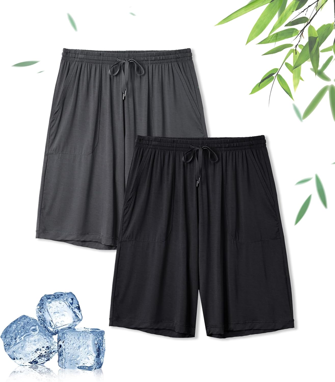 DAVID ARCHY Mens Pajama Shorts, Special Bamboo Rayon Sleep Pants, Soft Comfy Lou...