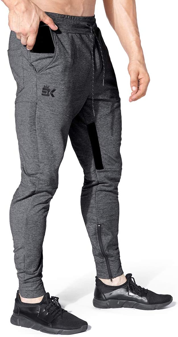 BROKIG Mens Thigh Mesh Gym Joggers Trousers Running Slim Fit Tracksuit Bottoms S...