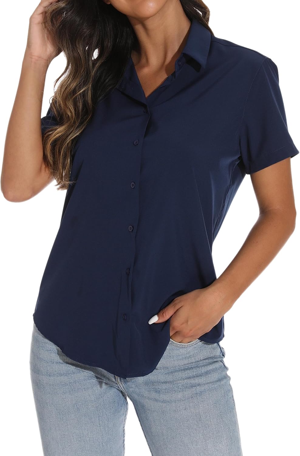 GUANYY Women's Short Sleeve Shirt, Special Button Down Shirt for Womens Dressy C...
