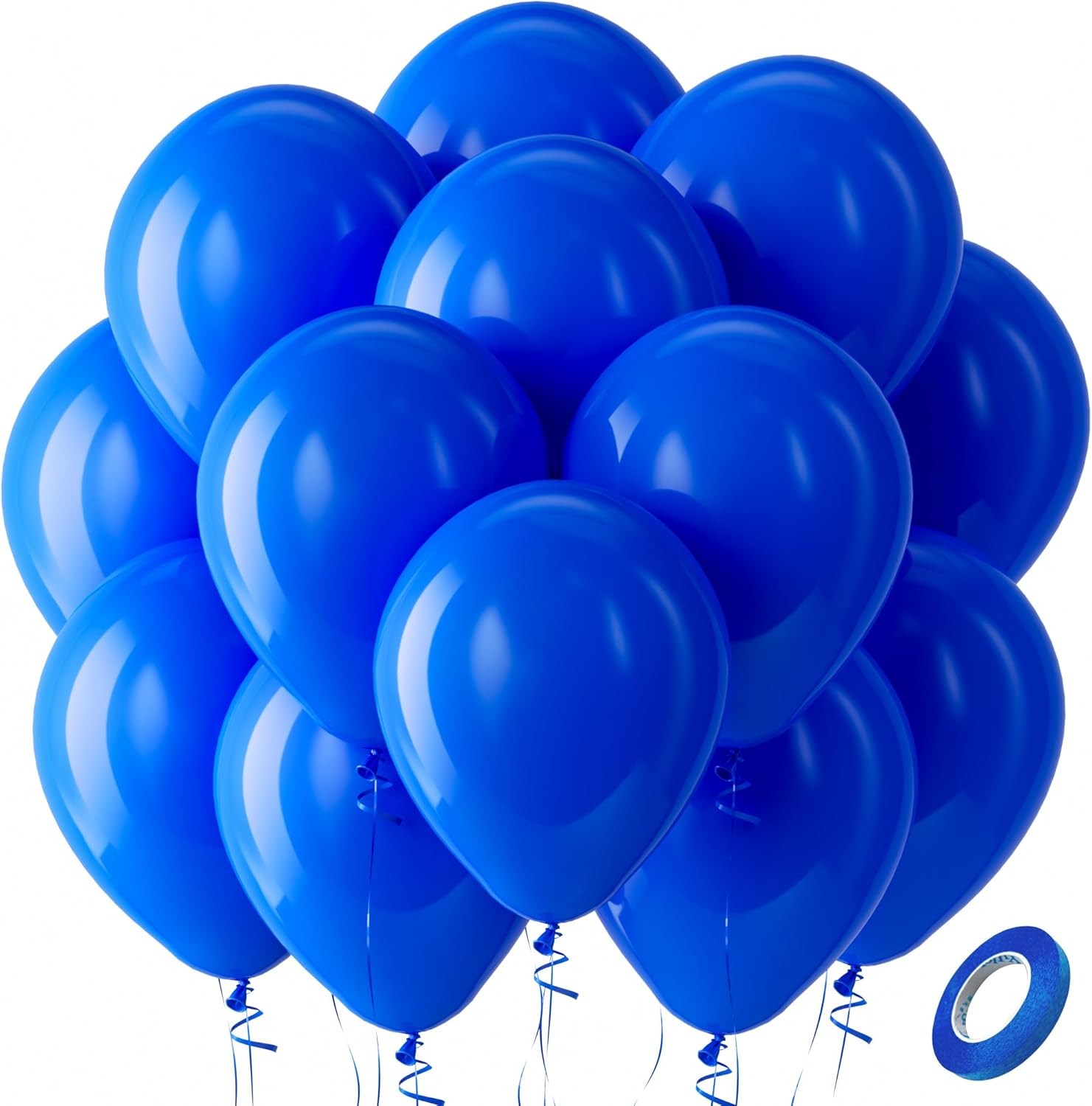 Bezente Royal Blue Latex Party Balloons - 100 Pack 12 inch Round Helium Blue Bal...