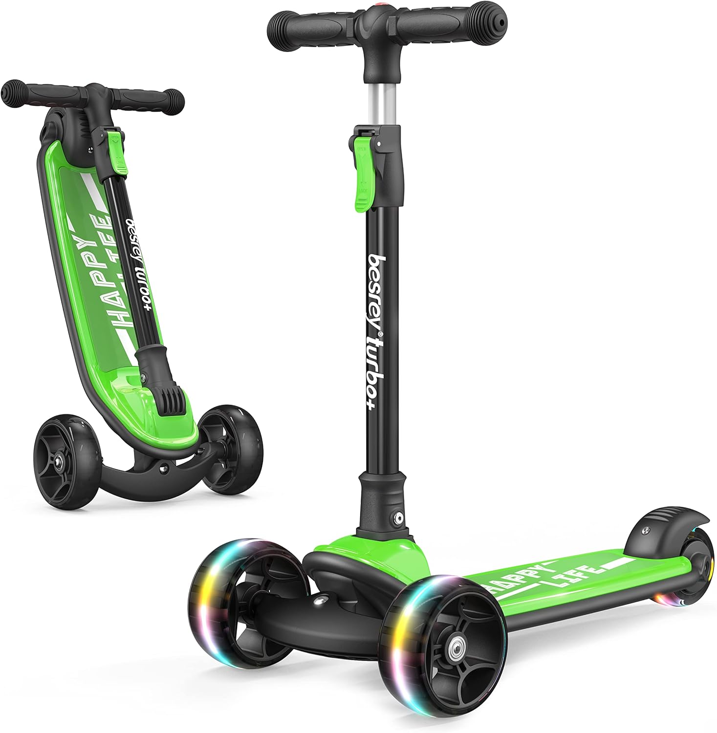 besrey Kids Scooter - Big Wheels Foldable Kick Scooter with Flashing LED Lights...
