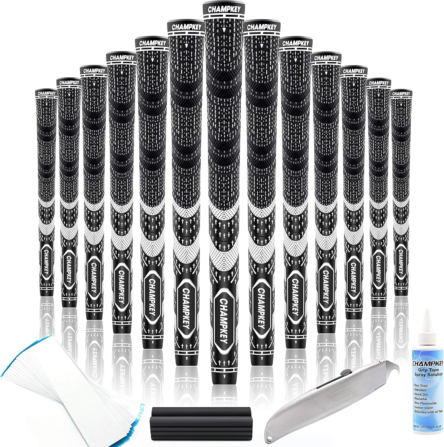 CHAMPKEY Premium Hybrid Golf Grips 13 Pack - All Weather Performance Golf Club G...