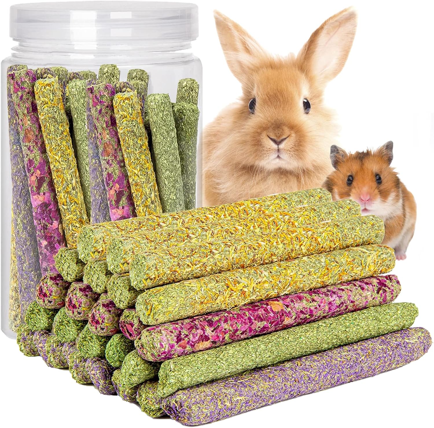 Flow fire 30Pcs Timothy Hay Sticks for Rabbit Chew, Rabbit Treats Boredom Breake...