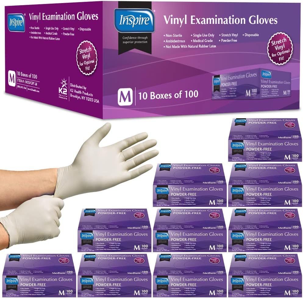 Inspire Medical Gloves, Special Exam Gloves, High-Quality Powder Free Stretch Vi...