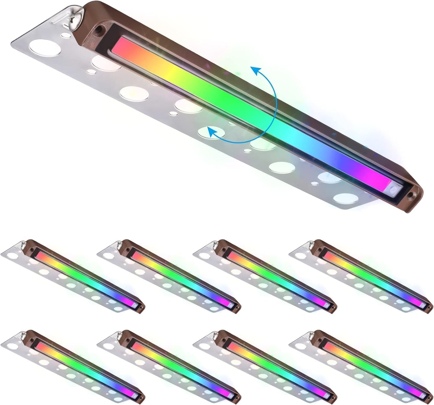LEONLITE 8-Pack 12 Inch 5W RGB Hardscape Lighting Low Voltage LED, Retaining Wal...
