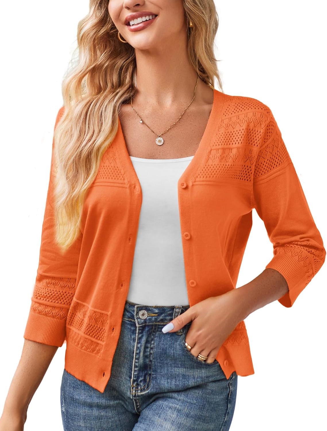 Stylish GRACE KARIN Women's 2024 Cropped Cardigan, Special 3/4 Sleeve Lightweigh...