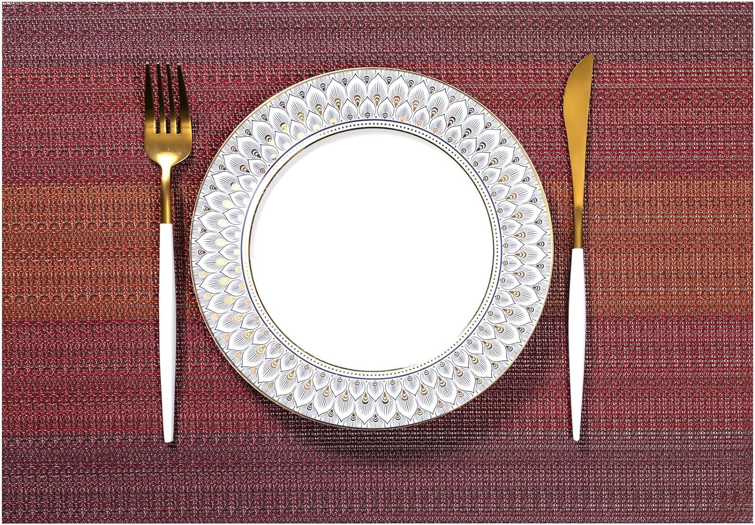 LEXMORE PlaceMats Set of 12 Vinyl/Plastic Woven Place Mats for Kitchen Table Ind...