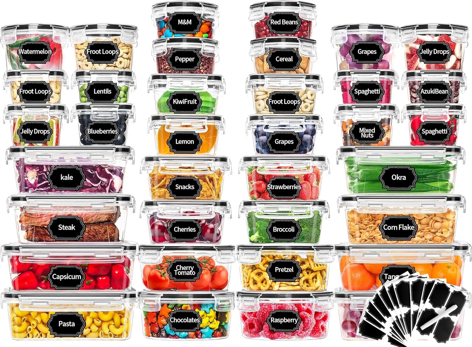 Skroam 72 piece Food Storage Containers Set with Airtight Lids (36 Containers &...