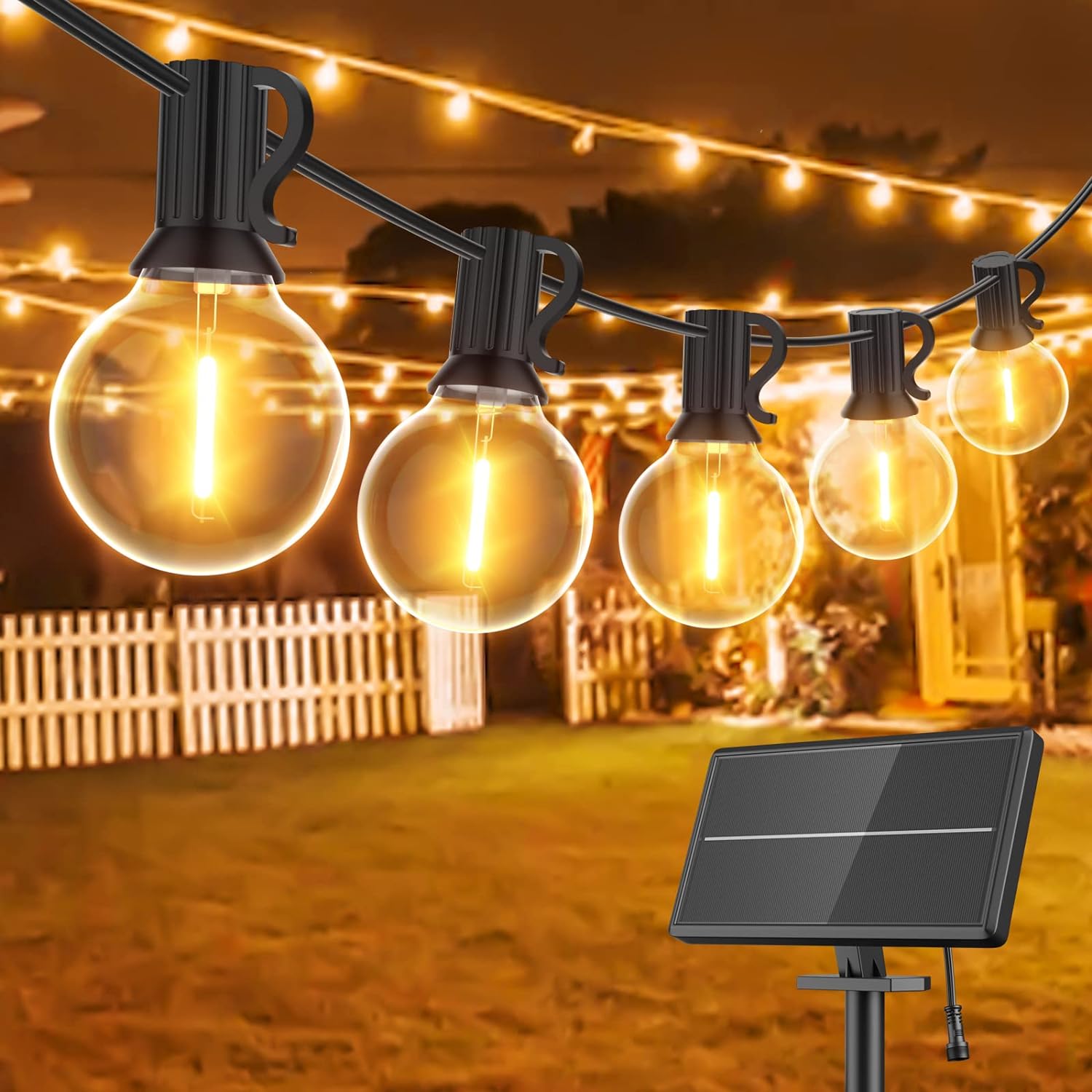 GLUROO Solar Festoon Lights Outdoor, 50FT Solar String Lights Waterproof with 25...