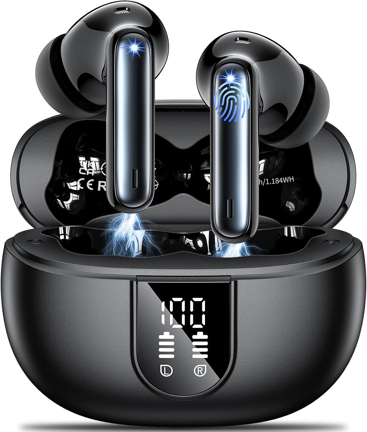 Wireless Earbuds, Premium Bluetooth 5.3 Headphones with 4 ENC Noise Cancelling M...