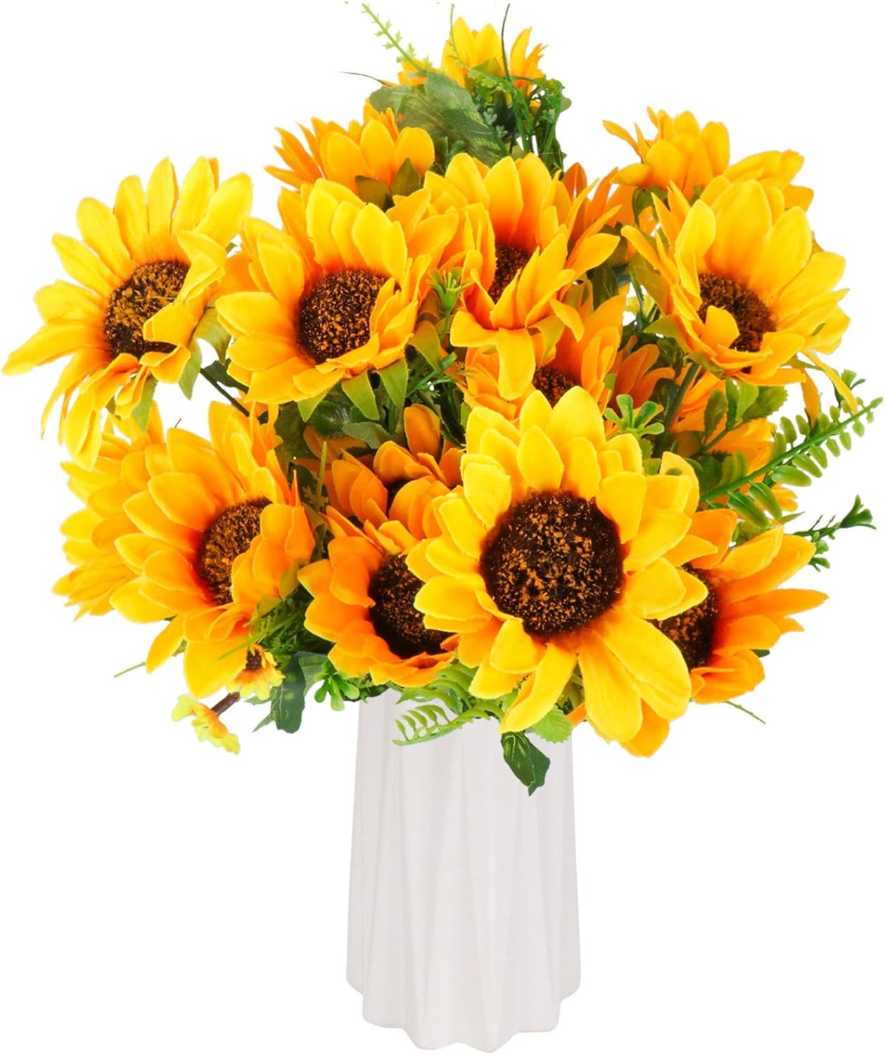 Beferr 2 Bunches Artificial Sunflowers Flowers Realistic, Fake Silk Sun Flower B...