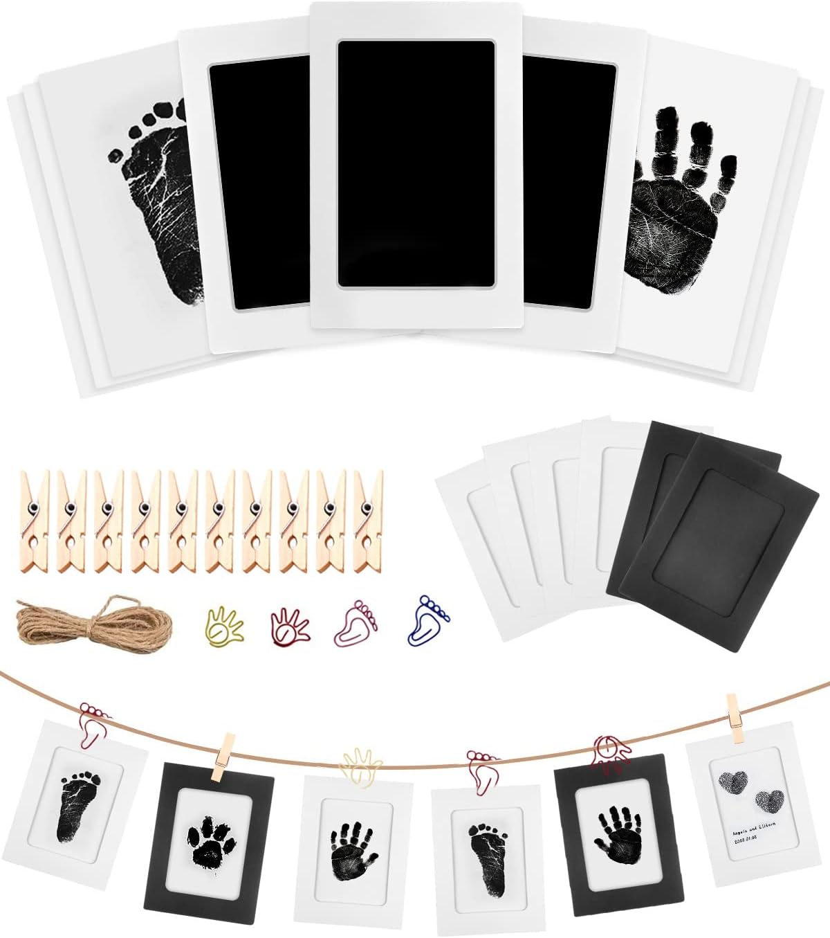 MOXTOYU Baby Handprint and Footprint Kit, 3 Ink Pads with 6 Imprint Cards, Safe...
