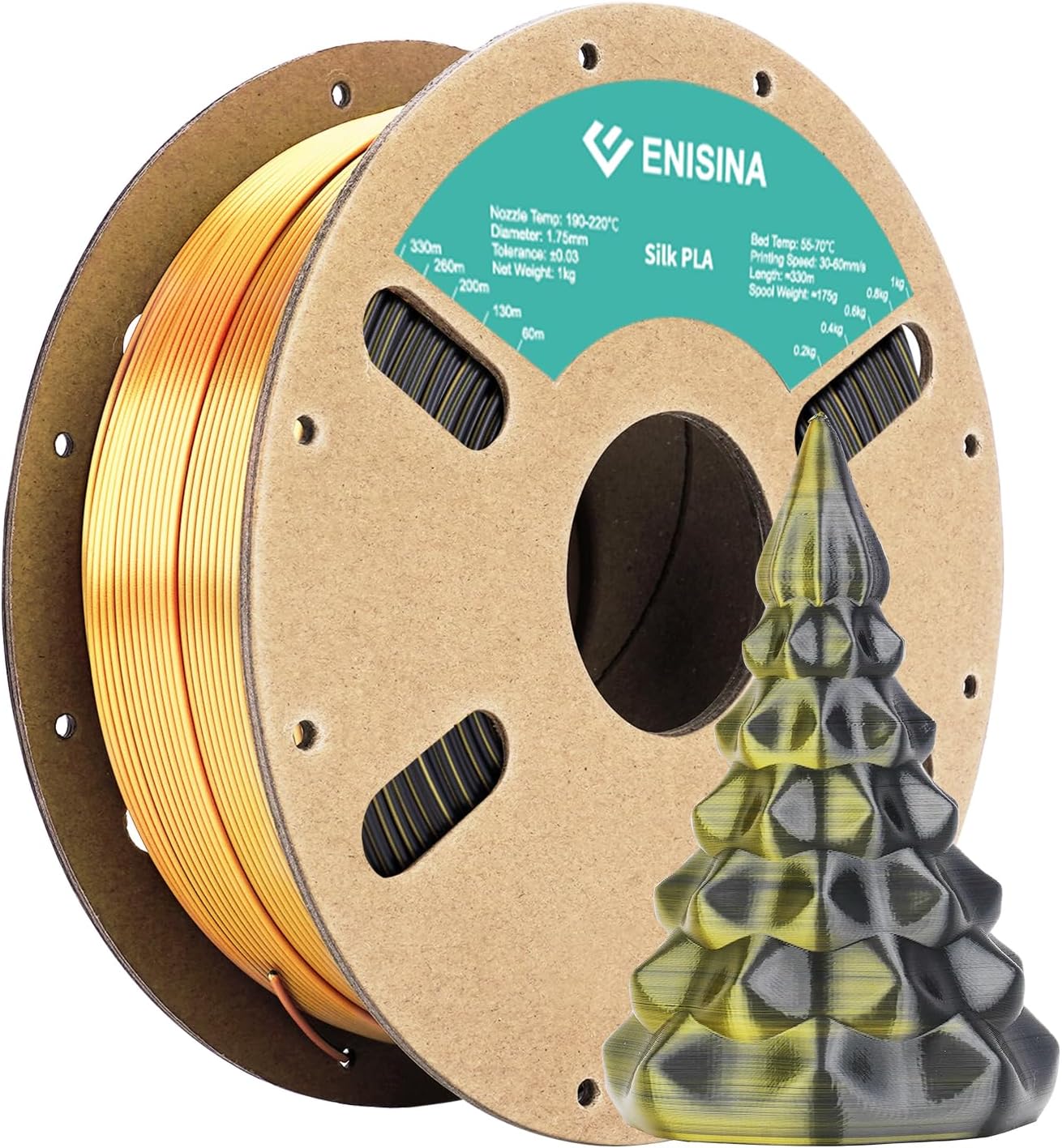 Silk PLA Filament 1.75mm, ENISINA Silk Shiny Filament Clog-Free for 3D Printer -...