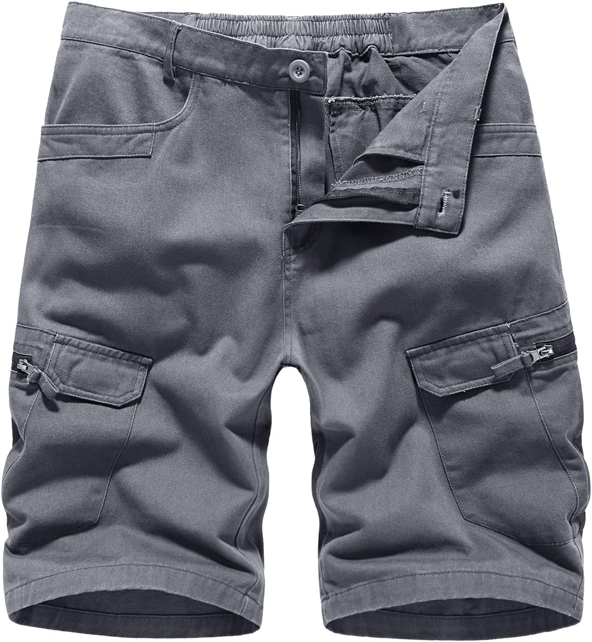 LY4U Mens Cargo Shorts Casual Cotton Combat Shorts with Multi Pockets 36 Dark Gr...