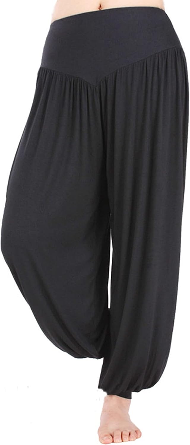 Hoerev Super Soft Modal Spandex Harem Yoga Pilates Pants L Black