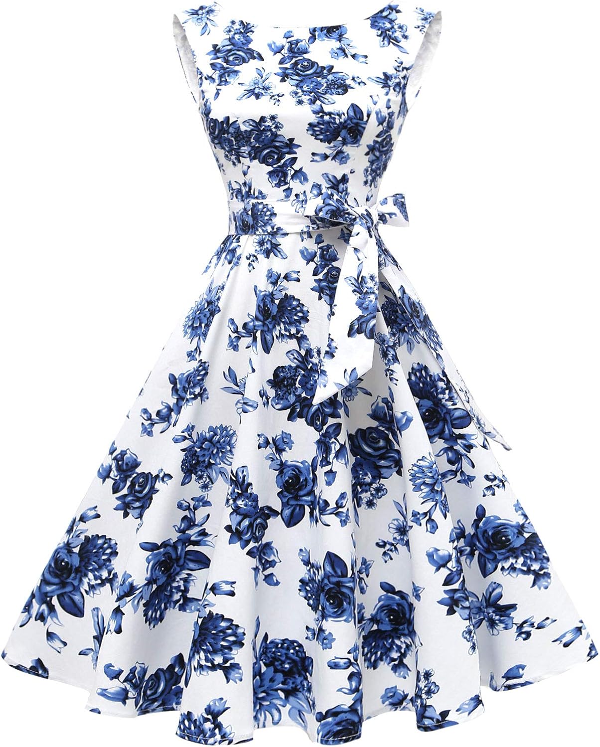 Hanpceirs Women's Boatneck Sleeveless Swing Vintage 1950s Cocktail Dress New X-L...