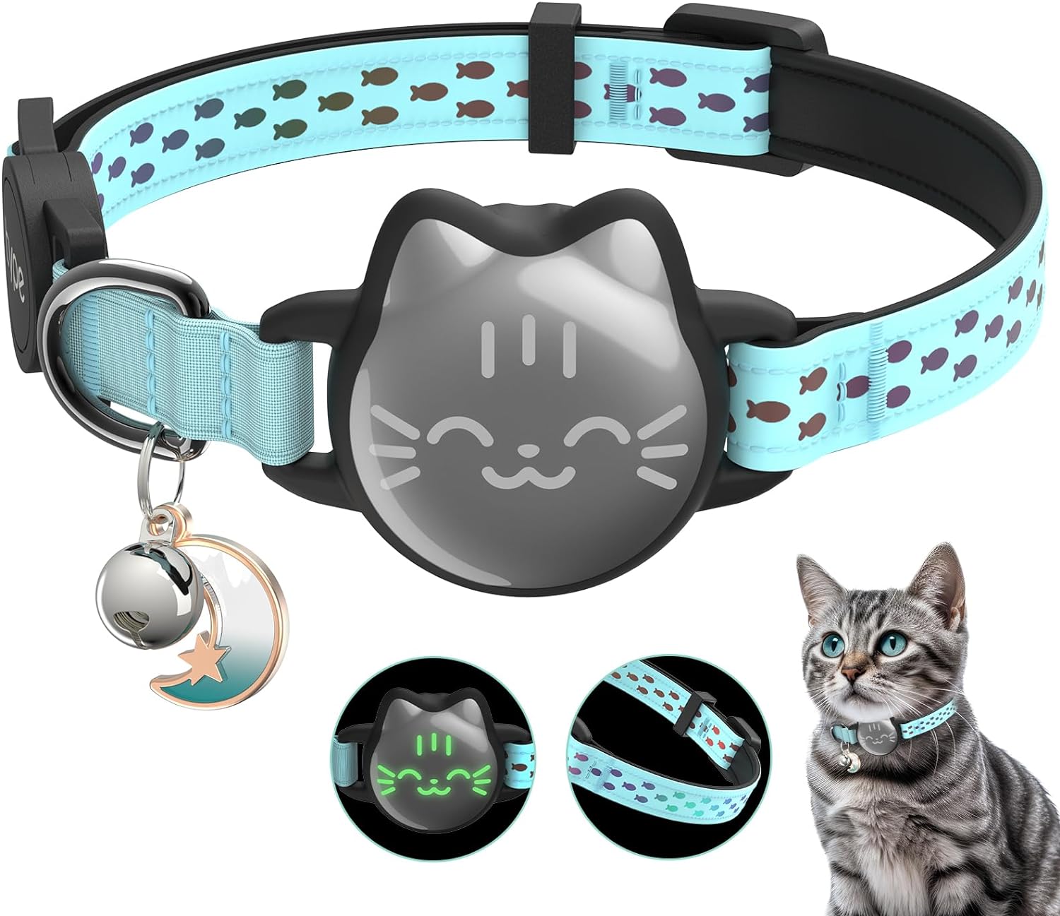 Waterproof Airtag Cat Collar, Special Breakaway Cat Airtag Collar, Innovative Lu...