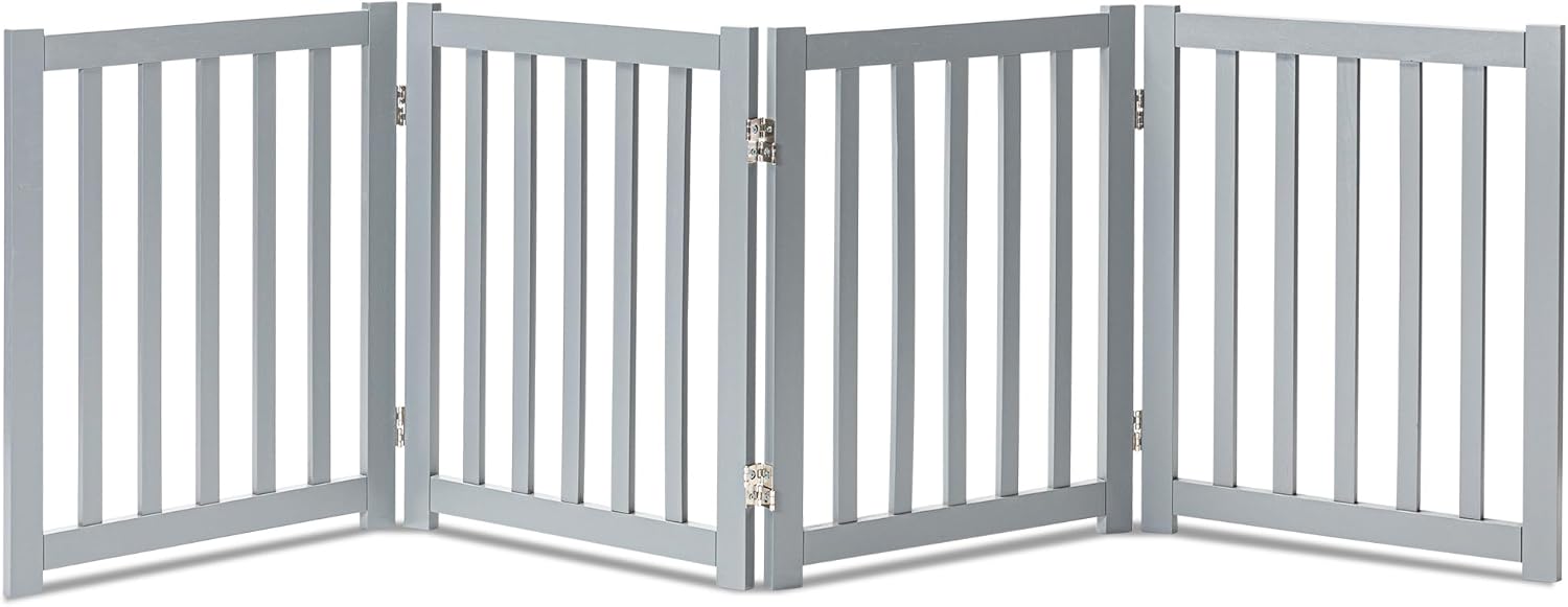 LZRS Solid Hardwood Freestanding Pet Gate,Wooden Dog Gates for Doorways,Nature W...