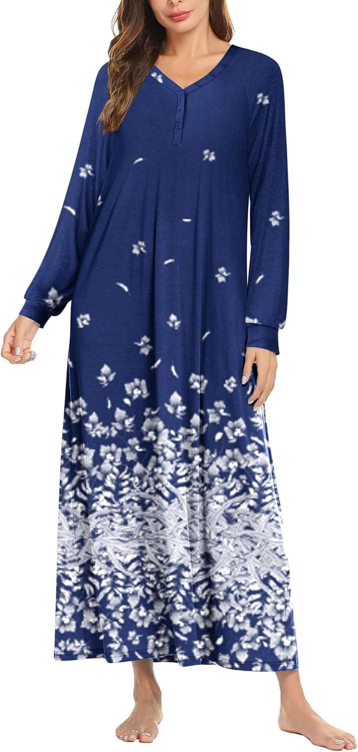 Ekouaer Nightgown, Special Long Sleeve Loungewear for Women, Innovative Sleepwea...