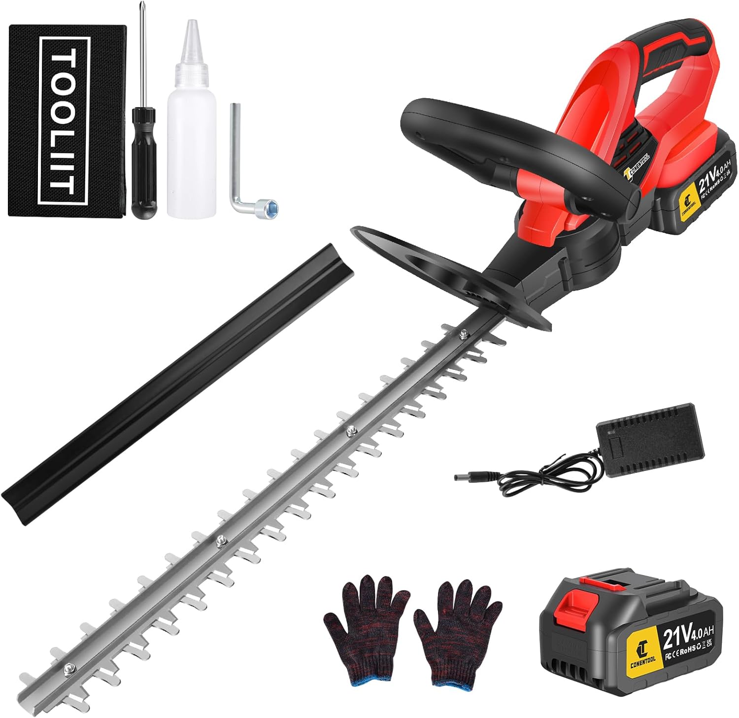 CONENTOOL 22” Cordless Hedge Trimmer, 21V 4000mAh Electric Hedge Trimmer, Branch...