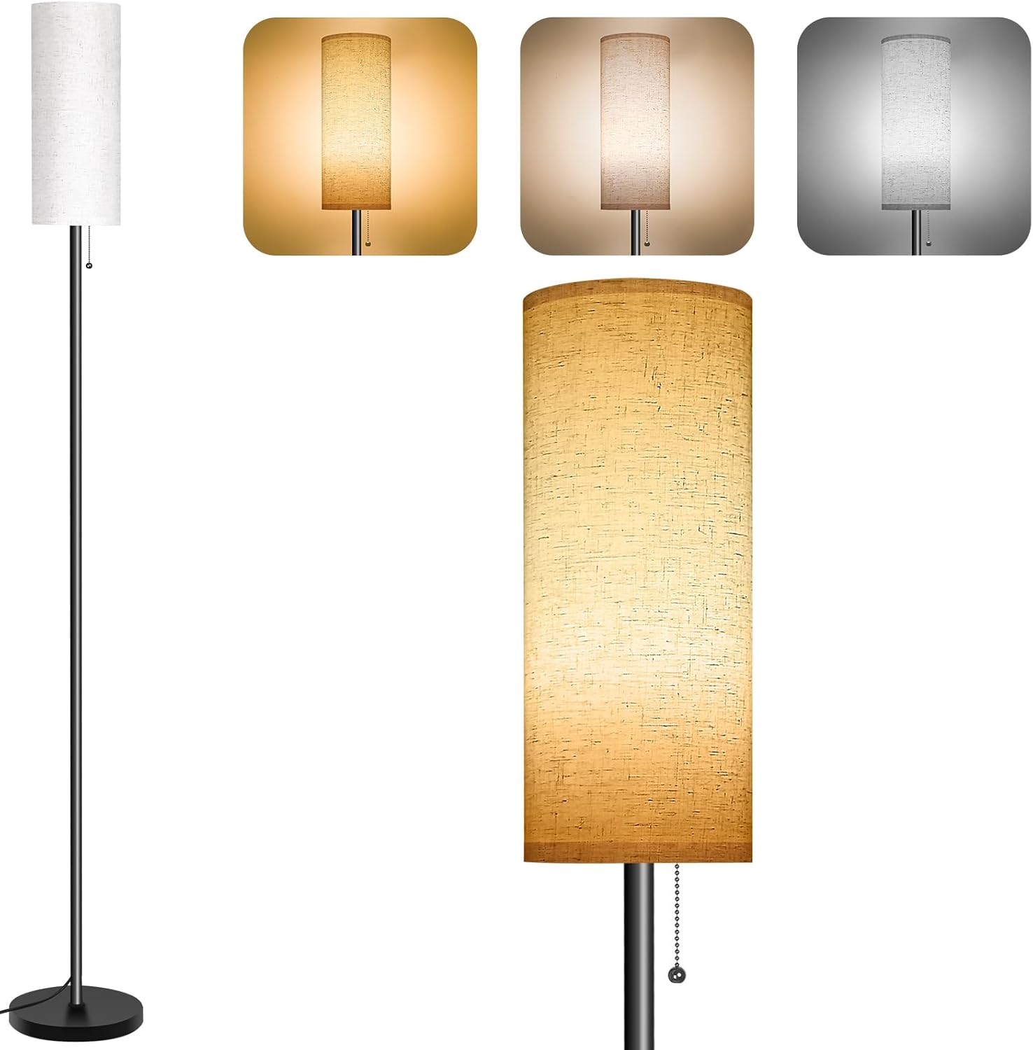 Jayencer Floor Lamp for Living Room, 3 Color Temperature Modern Standing Lamps,T...