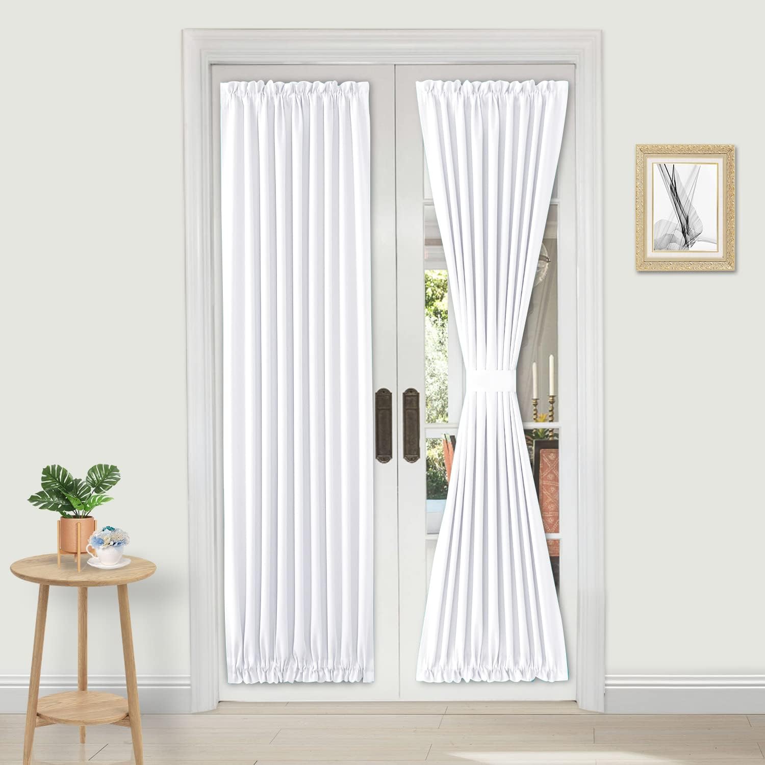 DWCN French Door Curtains – Rod Pocket Thermal Blackout Curtain for Doors with G...