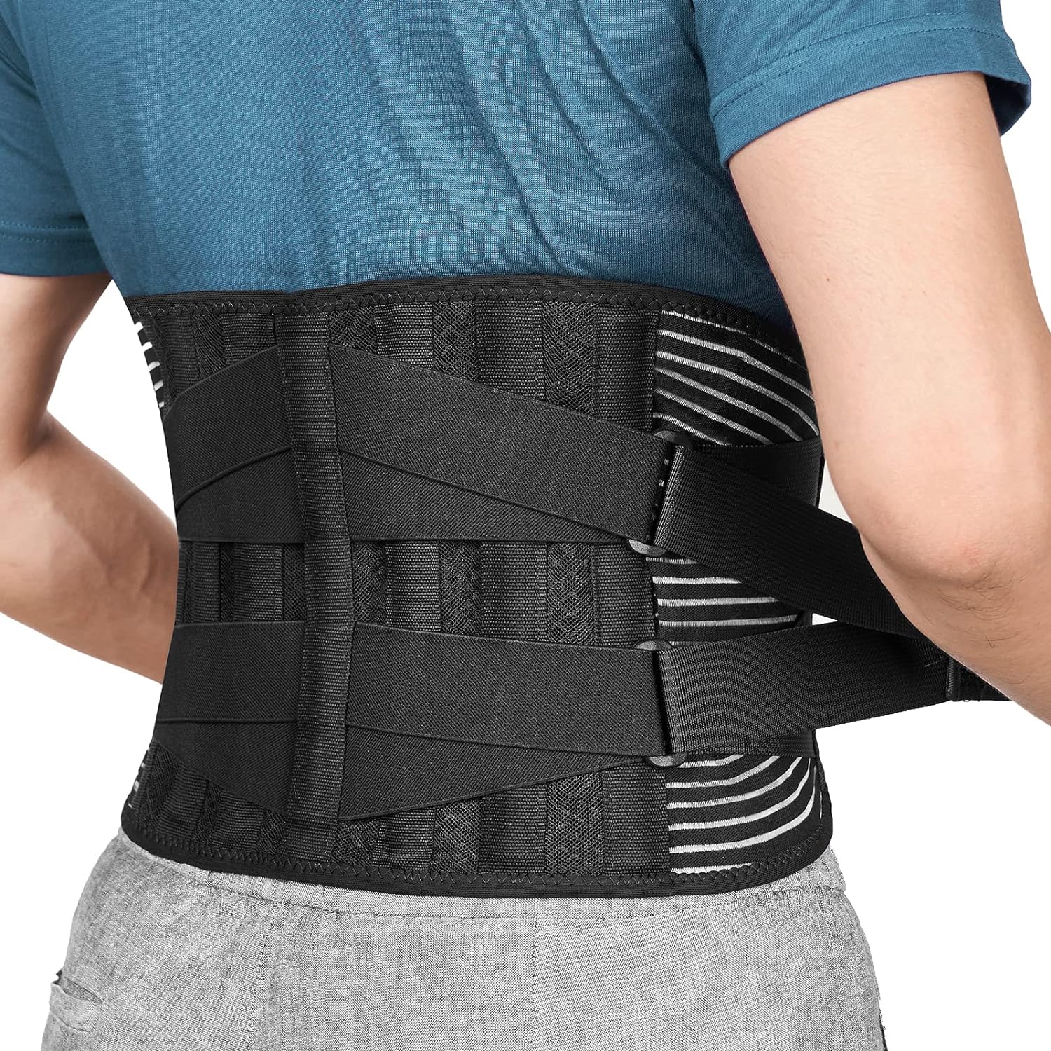 FREETOO Back Braces for Lower Back Pain Relief with 6 Stays, Breathable Back Sup...