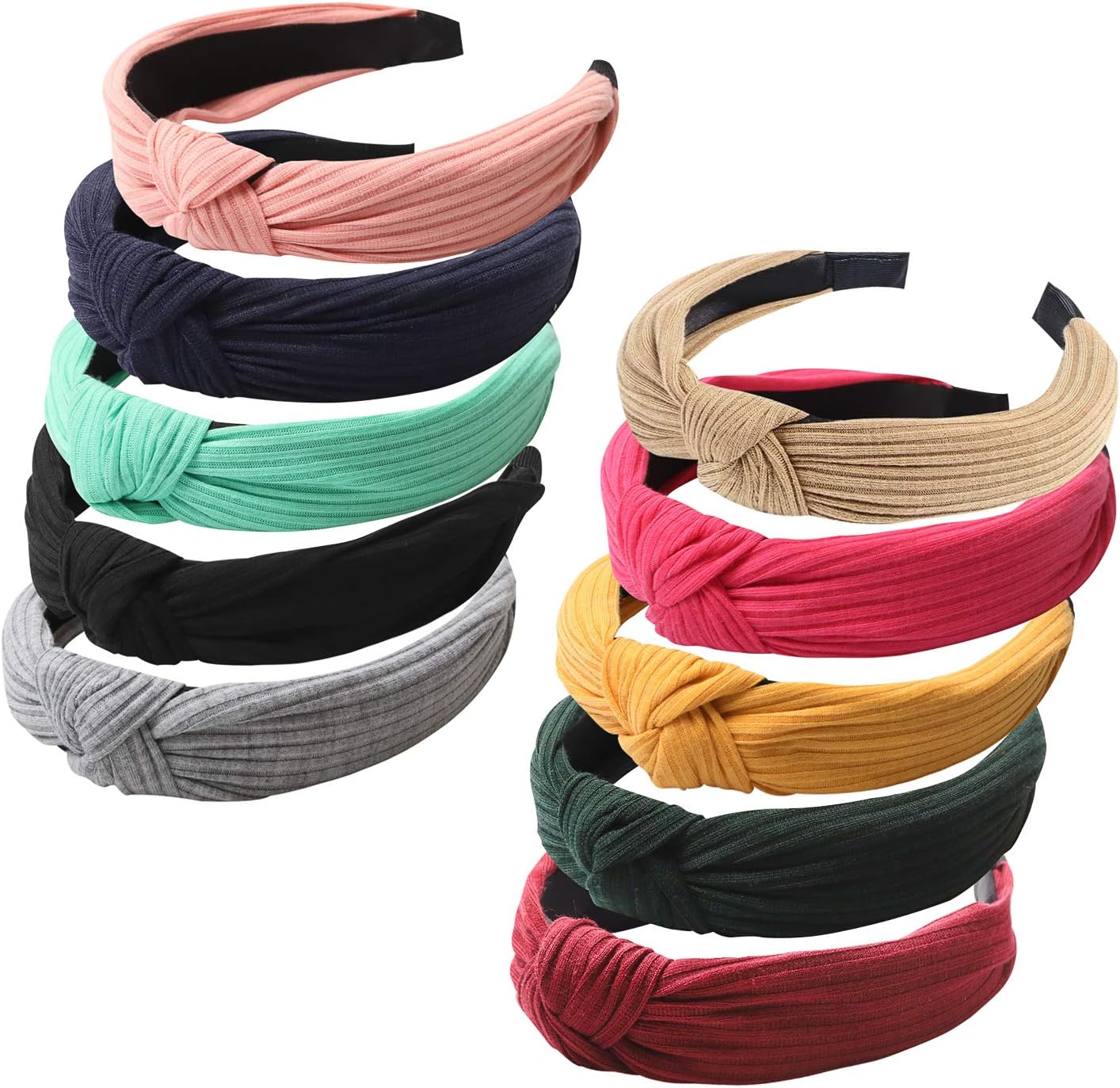FOLAI Headbands for Women 10 Packs Fabric Hair Band Accessories Elastic Head Wra...