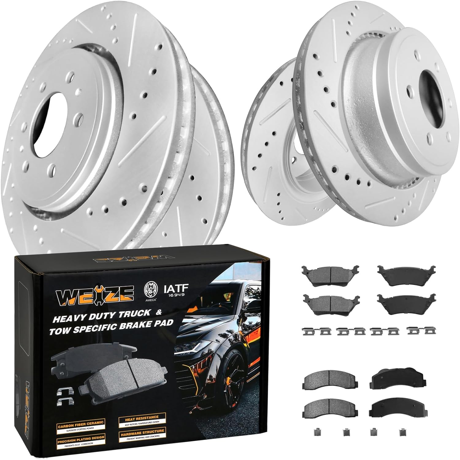 WEIZE Front Rear Truck & Tow Brake Kit, Fit for Ford F-150 2012-2014, 2015-2020...