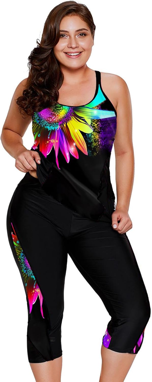 LALAGEN Womens Plus Size Swimsuits, Special Tankini Bathing Suits with Modest Ra...