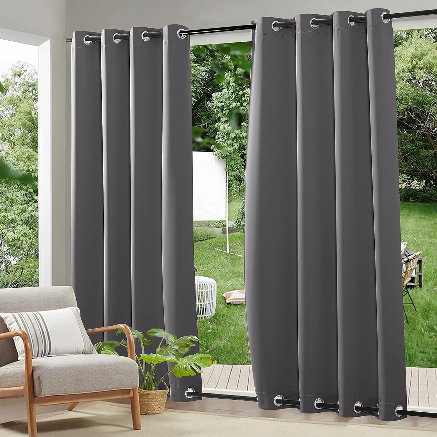RYB HOME Curtains, Special Outdoor Curtains with Weighted Windproof Feature, Inn...