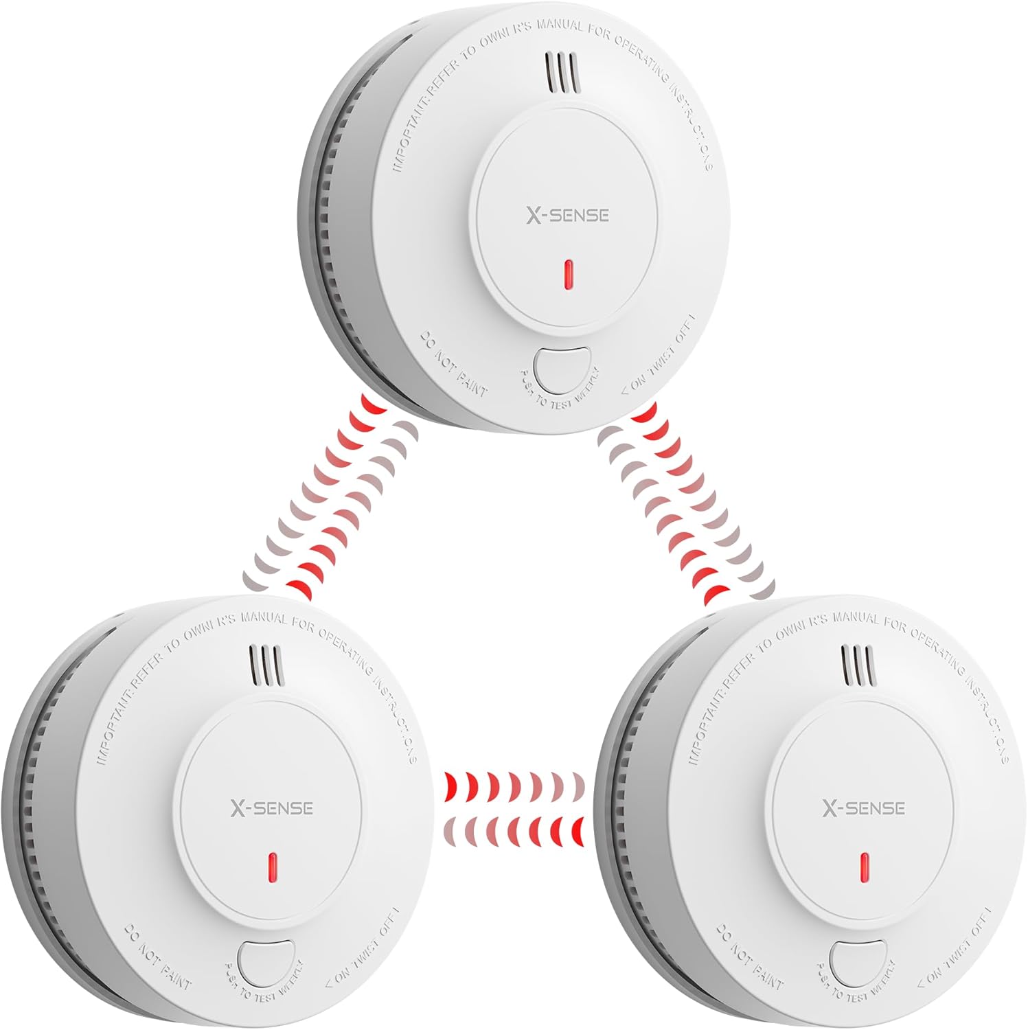 X-Sense Wireless Interlinked Smoke Alarm Detector with Sealed 10-Year Battery, I...