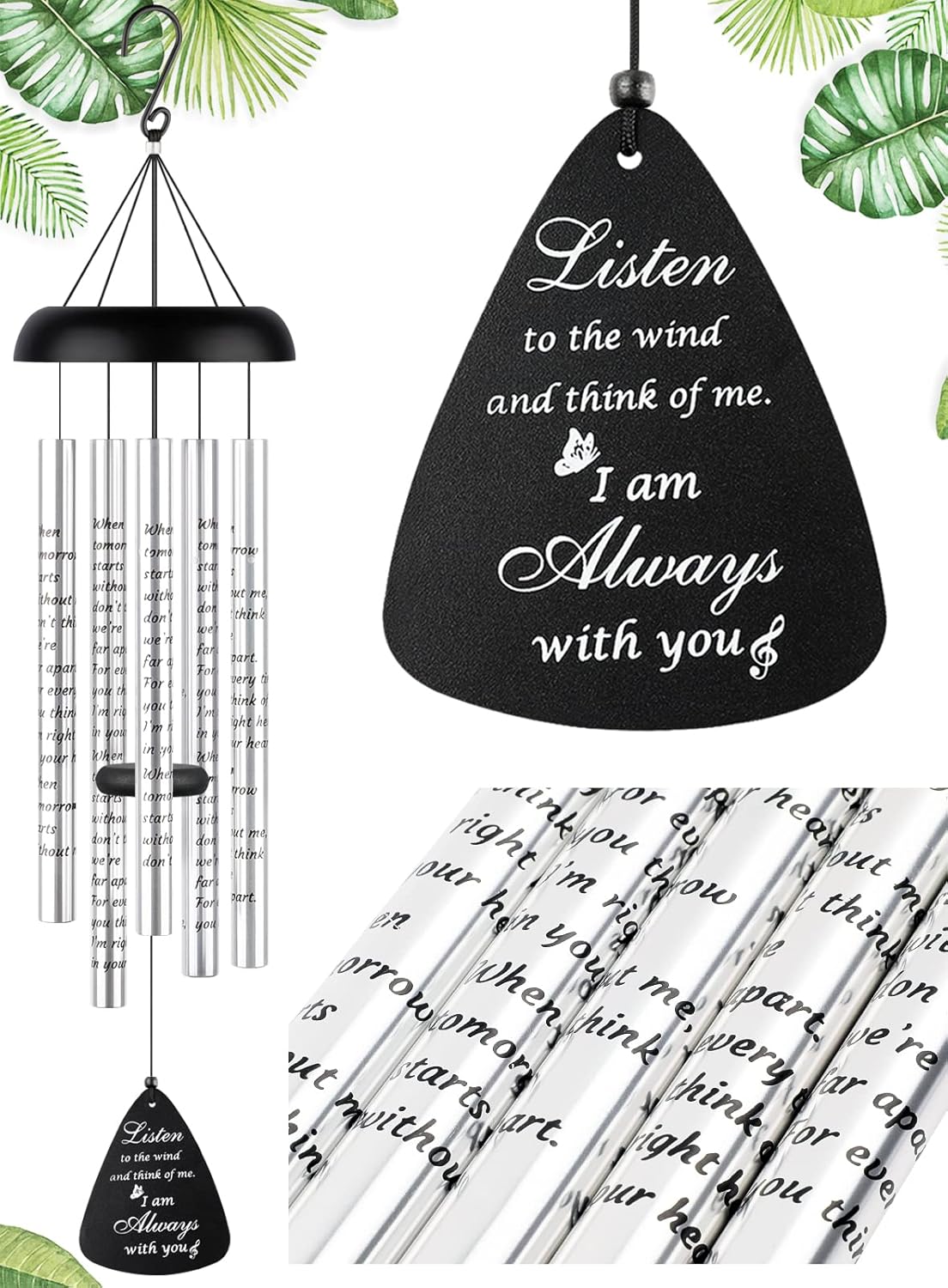 32'' Wind Chimes for Outside - Memorial Wind Chimes for Loss of Mother, Father o...