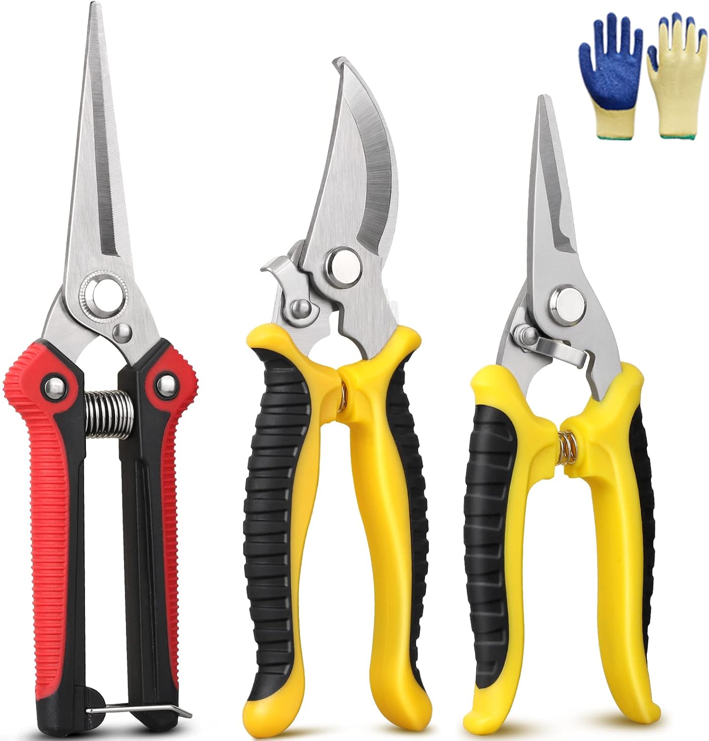 GEEDIAR Garden Secateurs, 3 Pack Pruning Scissors Garden Secateurs Kit with Stai...