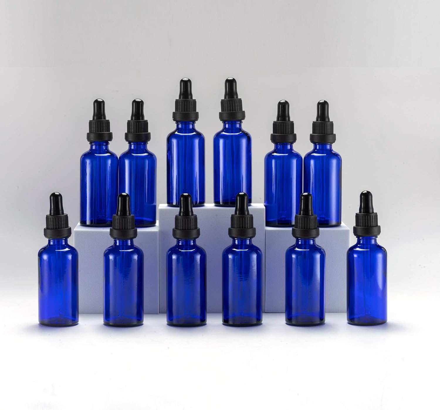 YIZHAO Blue Glass Dropper Bottles 50ml, with Glass Pipette Dropper, for Essentia...