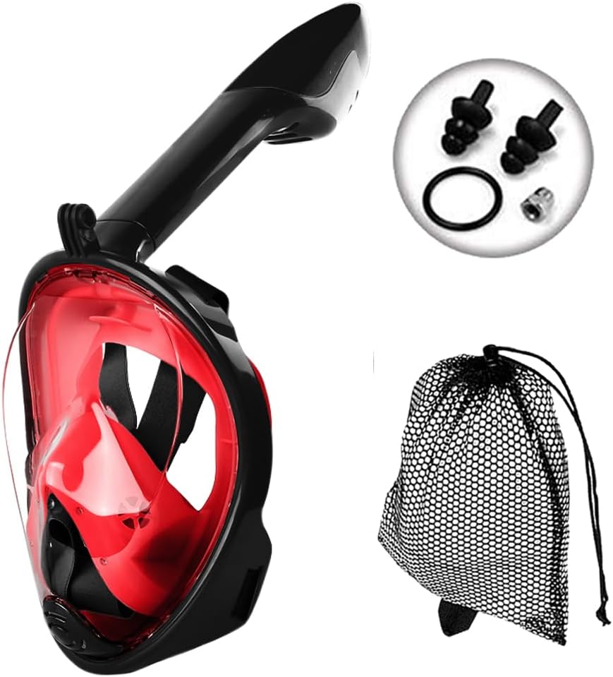 Snorkel Mask Full Face JRing 180° Panoramic View Safe Breathing System Diving Ma...