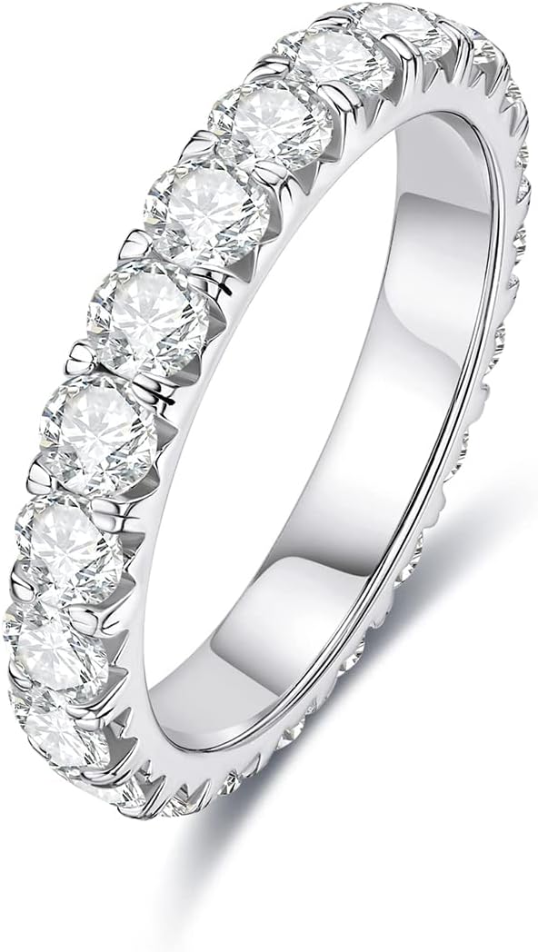 AnuClub Moissanite Eternity Wedding Band, High-Quality D Color Lab Diamond Ring,...
