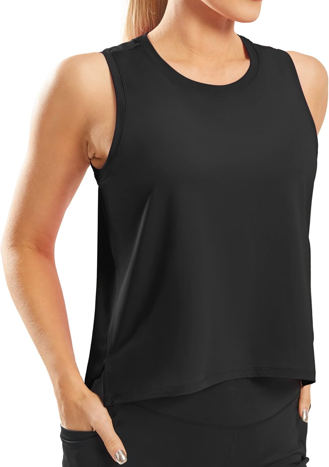 JOYSPELS Ice Silk Crop Workout Tank Tops for Women Cool-Dry Sleeveless Loose Fit...