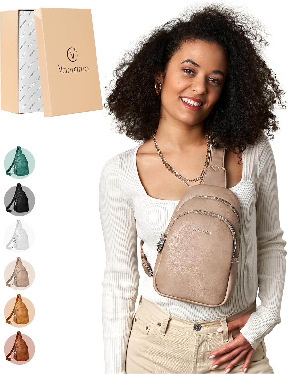 Vantamo Crossbody Bags for Women: RFID Blocking Vegan Leather Sling Bag with Ant...