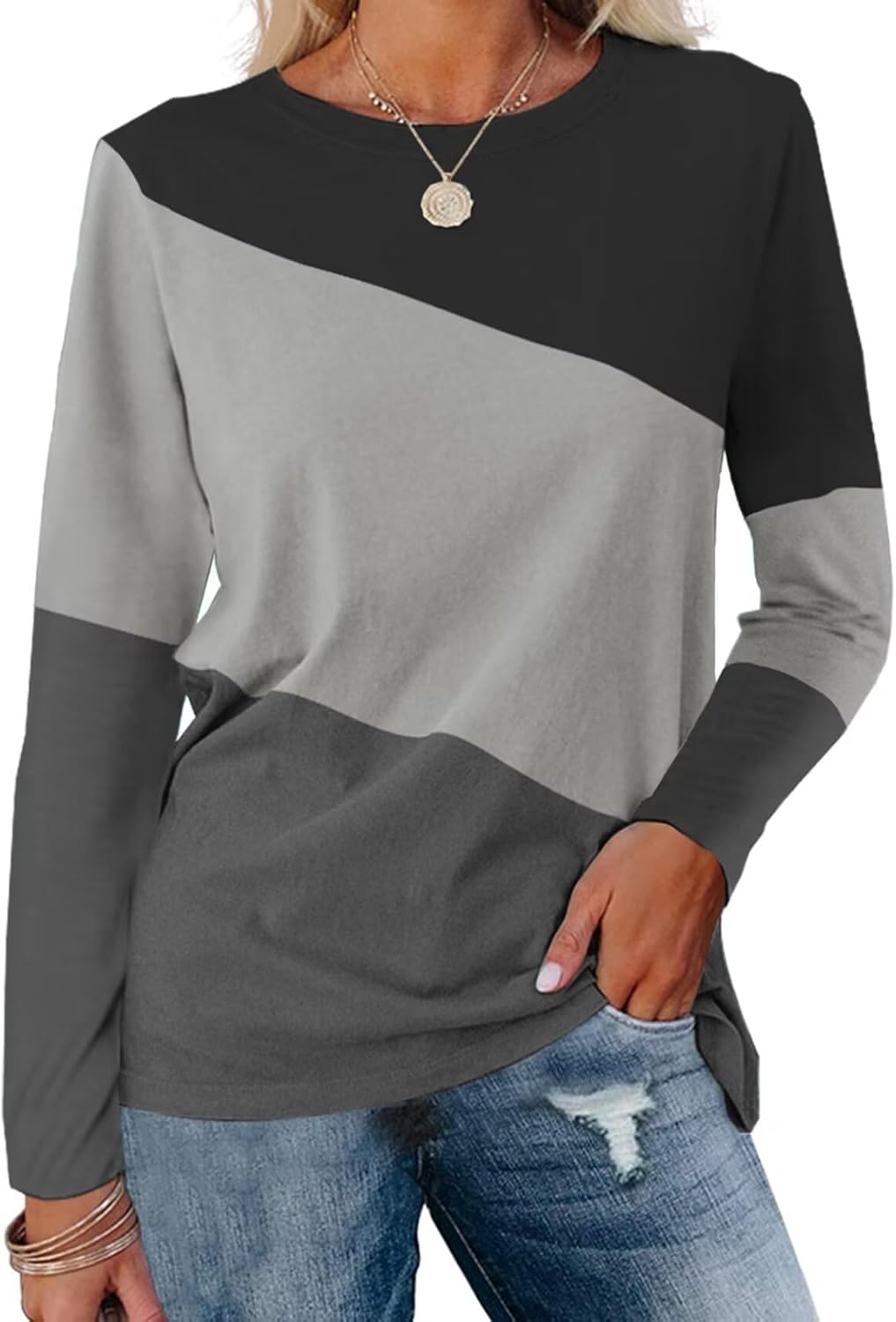Minetom Women's Tunic, Special Long Sleeve Tops for Casual Wear, Innovative Colo...