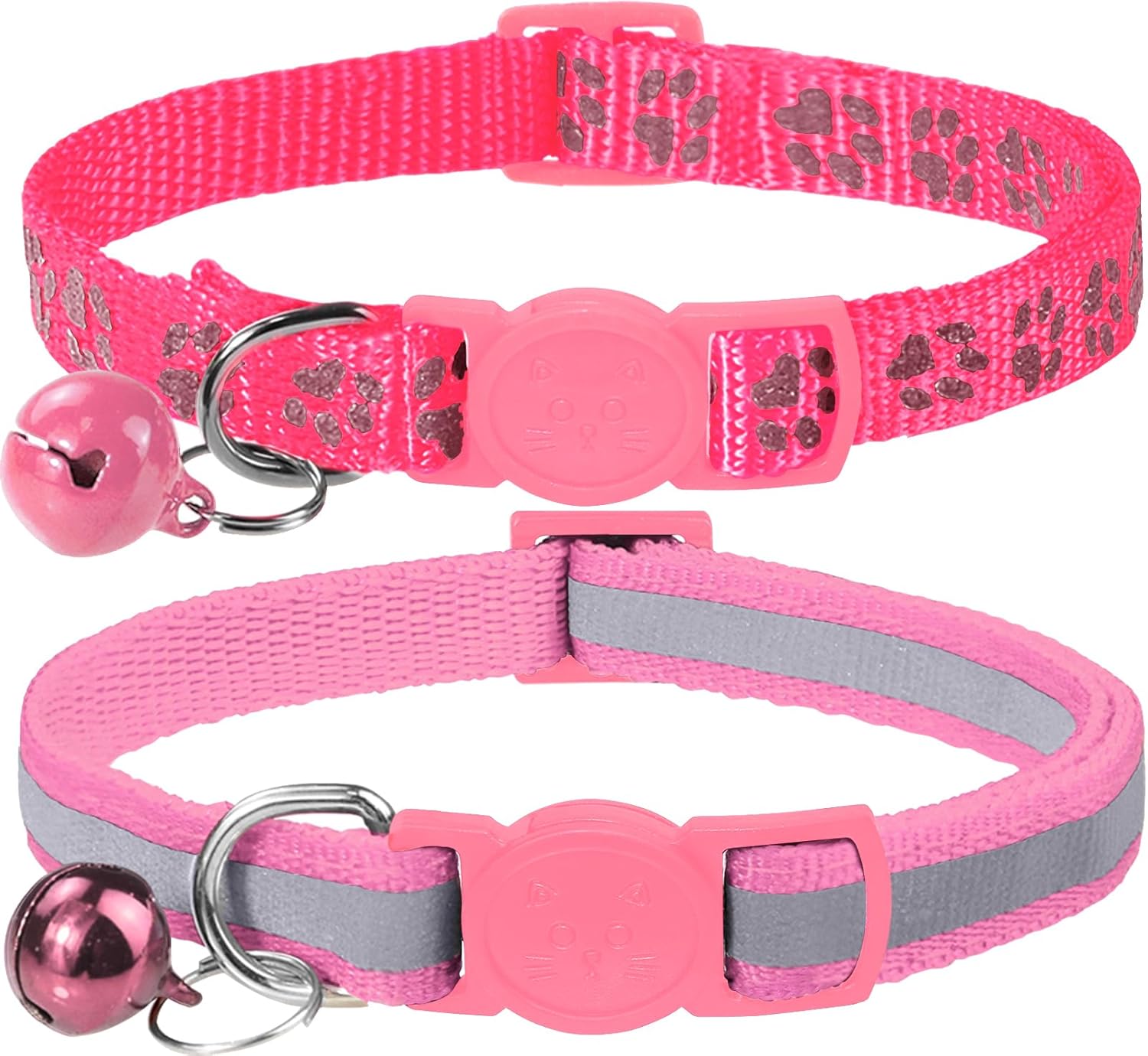 Taglory Reflective Cat Collar with Bell and Safety Release, 2-Pack Girl Boy Pet...
