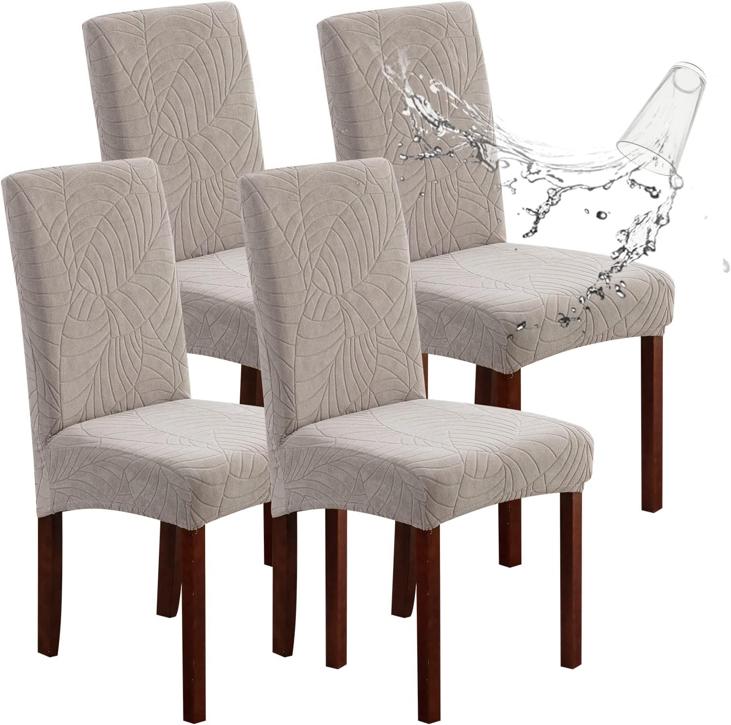 Genina Waterproof Chair Covers for Dining Room Set of 4, Dining Room Chair Cover...