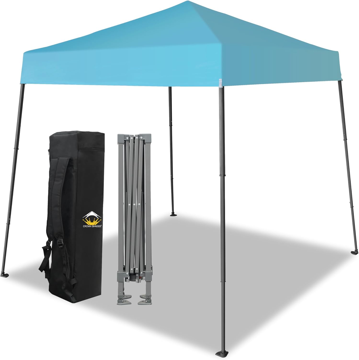 Crown Shades Blue Gazebo 2.5 x 2.5m Base 2m x 2m Top Heavy Duty Pop Up Gazebo Wa...