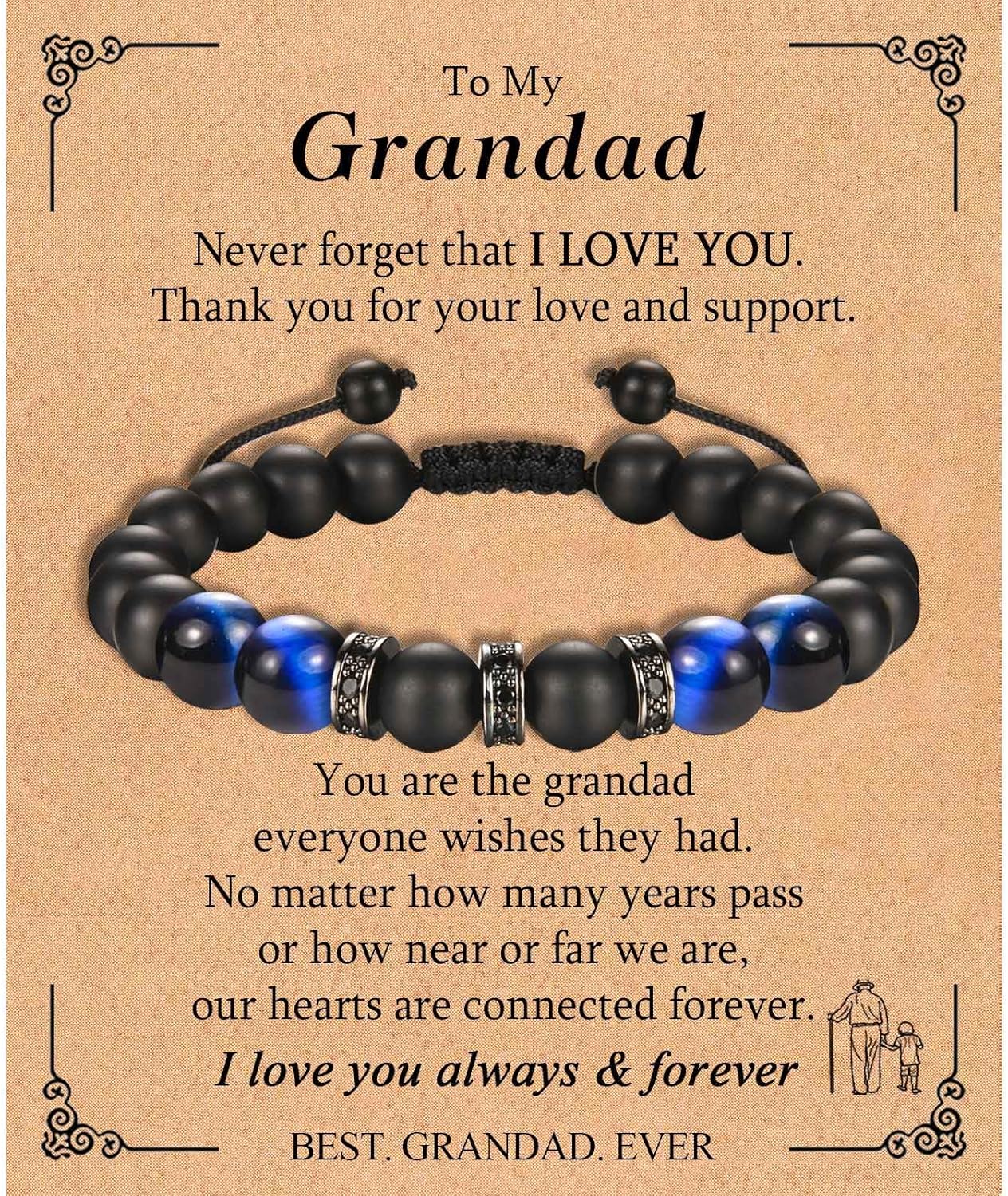 KORAS Gifts for Men Boys, Boyfriend Husband Bracelet Tiger Eye Bracelet for Dad...