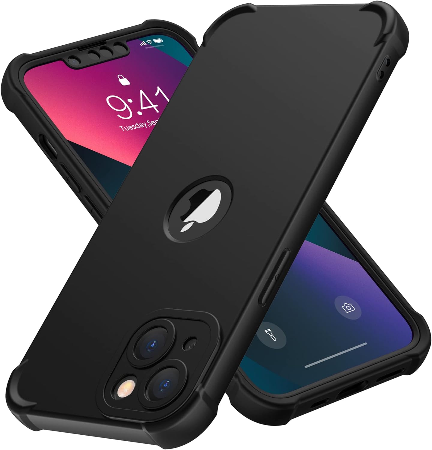 ORETECH 4 in 1 Silicone Case for iPhone 13 Case, with [2 x Tempered Glass Screen...