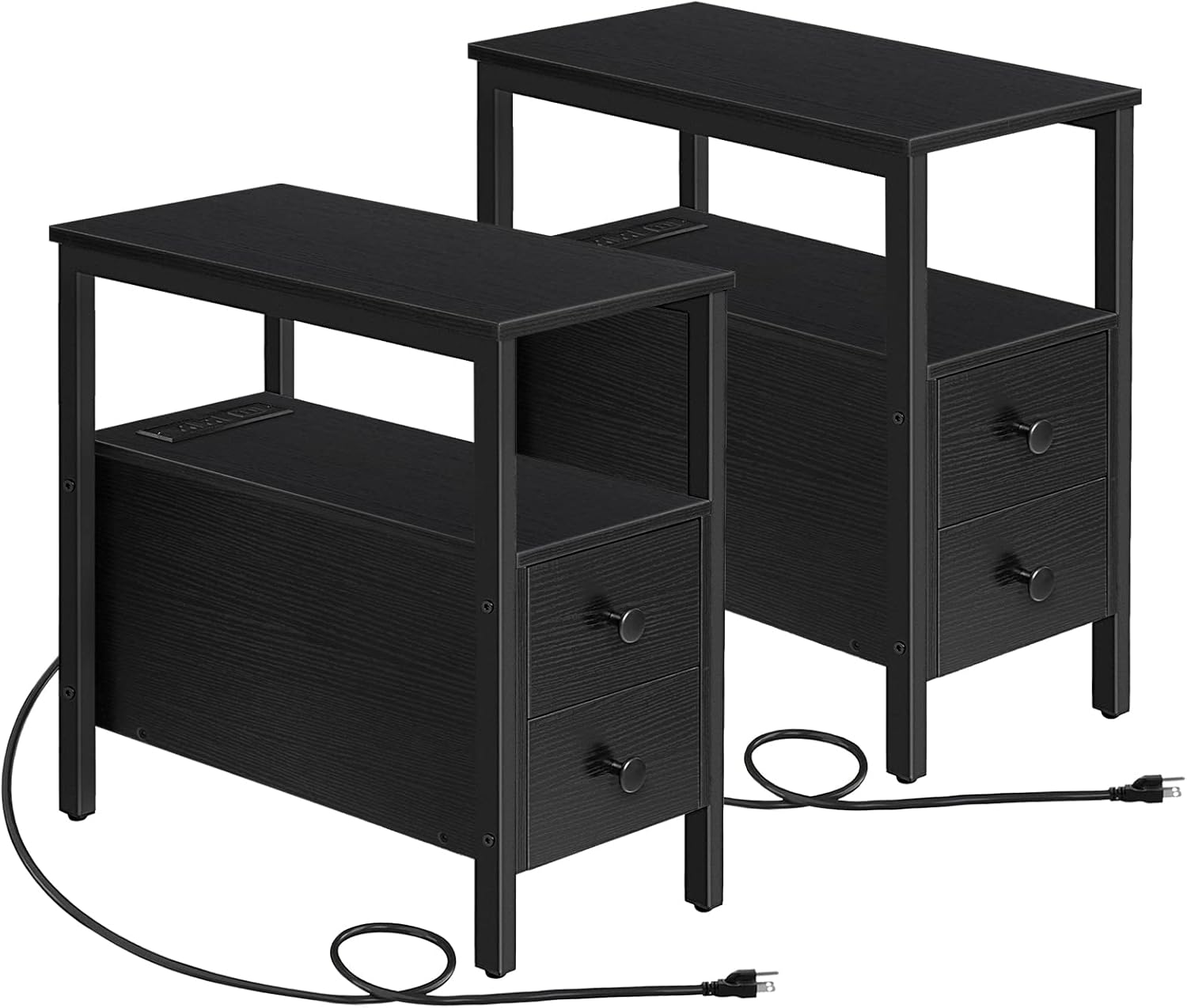 HOOBRO Set of 2 End Tables with Charging Station,...