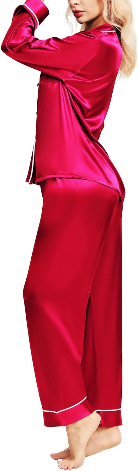 Elegant SIHA Satin Silk Pajamas, High-Quality Pajama Set with Long Sleeve, Luxur...