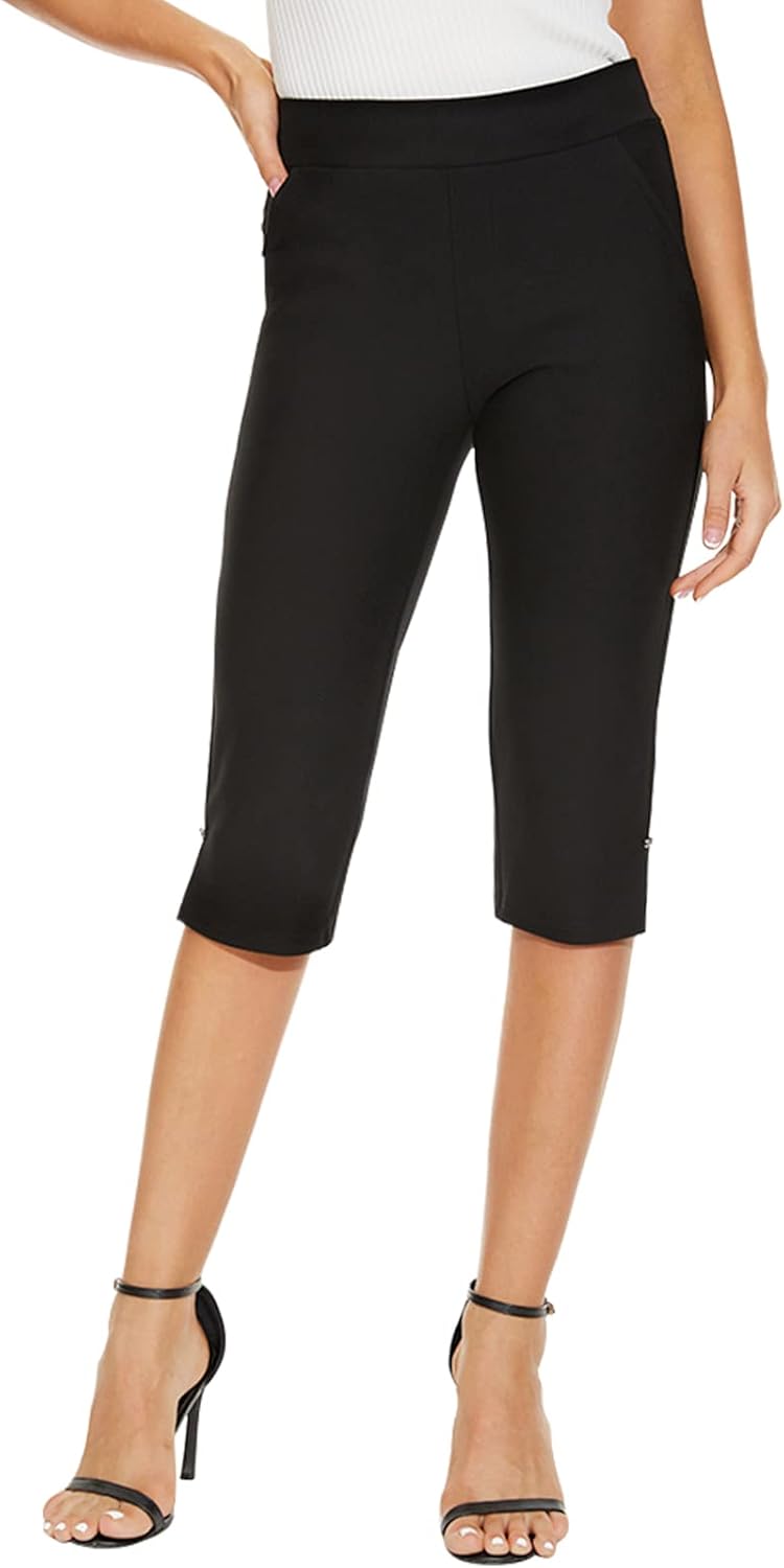 Ginasy Capri Pants for Women Casual Summer Dressy Pull On Stretch High Waisted C...