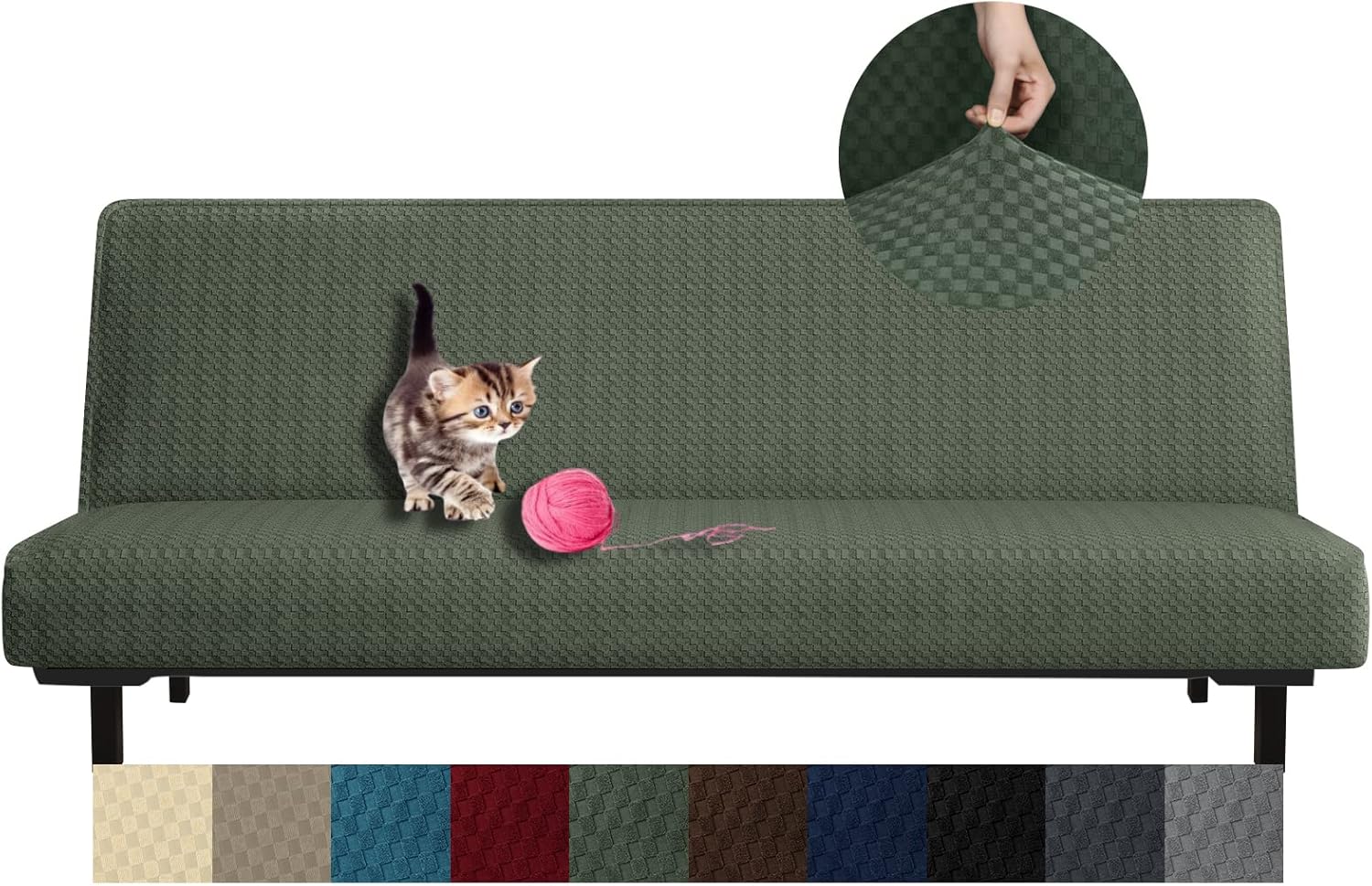 YEMYHOM Futon Cover, Latest Slipcover with Jacquard Design, High Stretch Futon S...