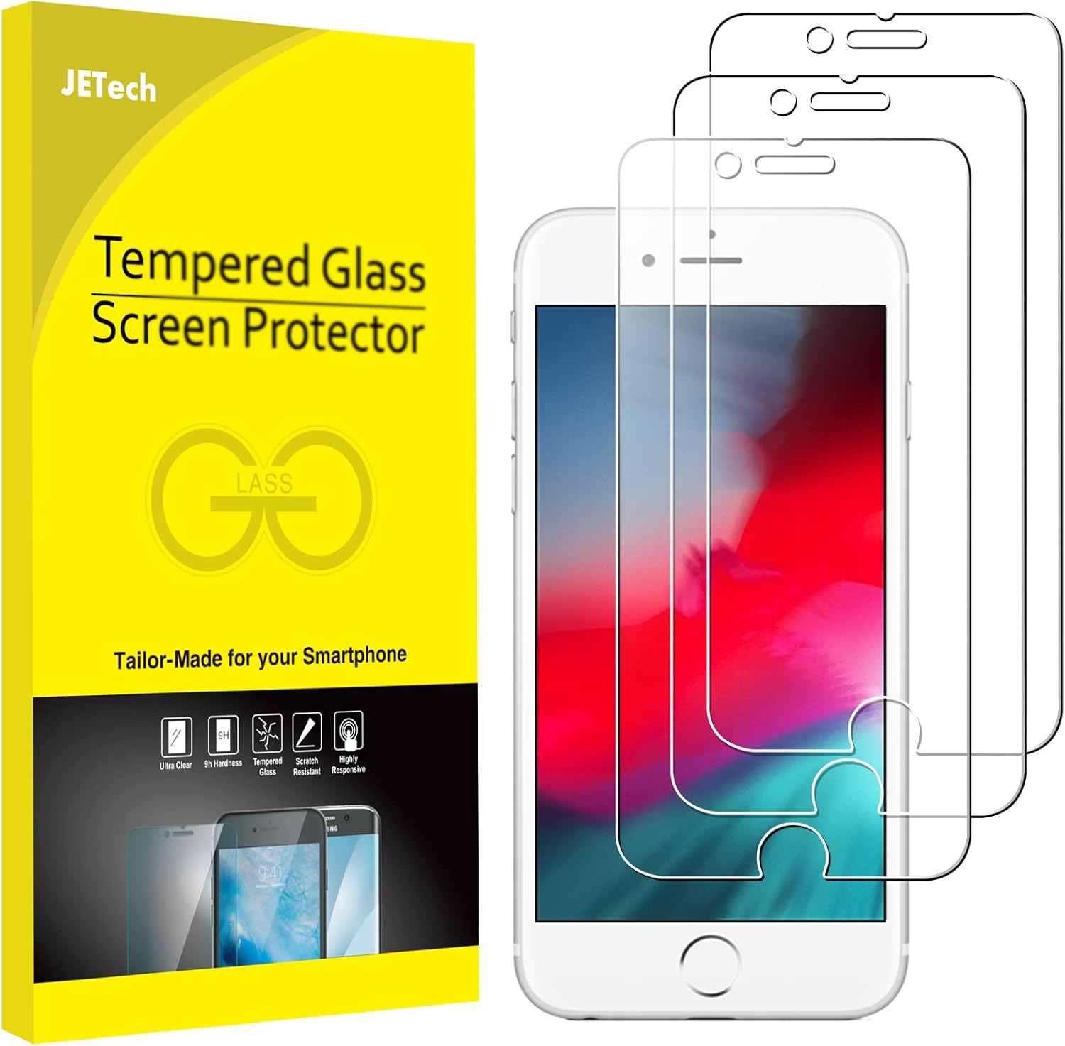 JETech 3-Pack Screen Protector for iPhone SE 3/2 (...